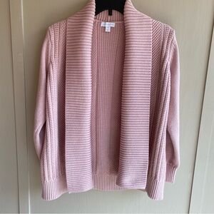 Charter Club Pink Open Front Shawl Collar Cardigan. Petite Size M. EUC